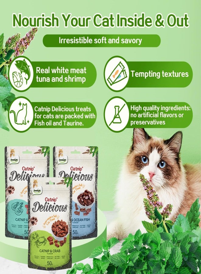 Dentalight - Catnip Delicious, Soft Cat Chew Treat, Real Shimp, Tuna and Chicken, Fish Oil and Taurine Added, 50g (50g, Fish) - Image 5